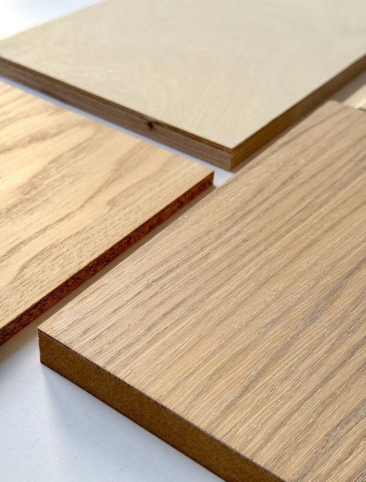 Wood samples in different Tinted Hard Wax Oil in Frost shade