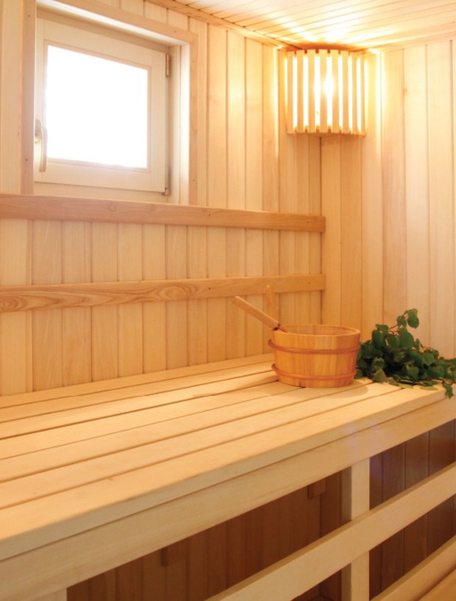 Sauna treated with linseed sauna oil for protection and durability.