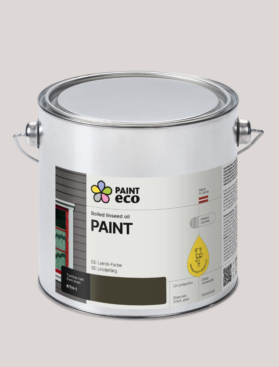 PaintEco Boiled linseed oil PAINT can in Dark khaki shade 2.5L size