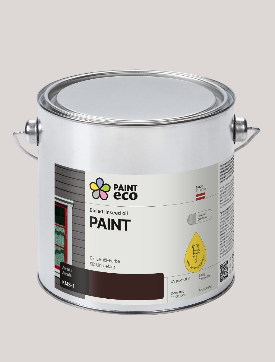 PaintEco Boiled linseed oil PAINT can in Aronia shade 2.5L size