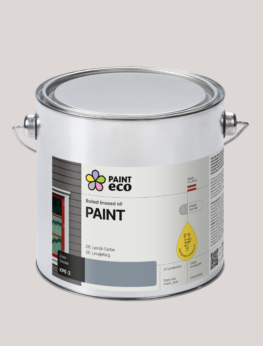 PaintEco Boiled linseed oil PAINT can in Goose shade 2.5L size