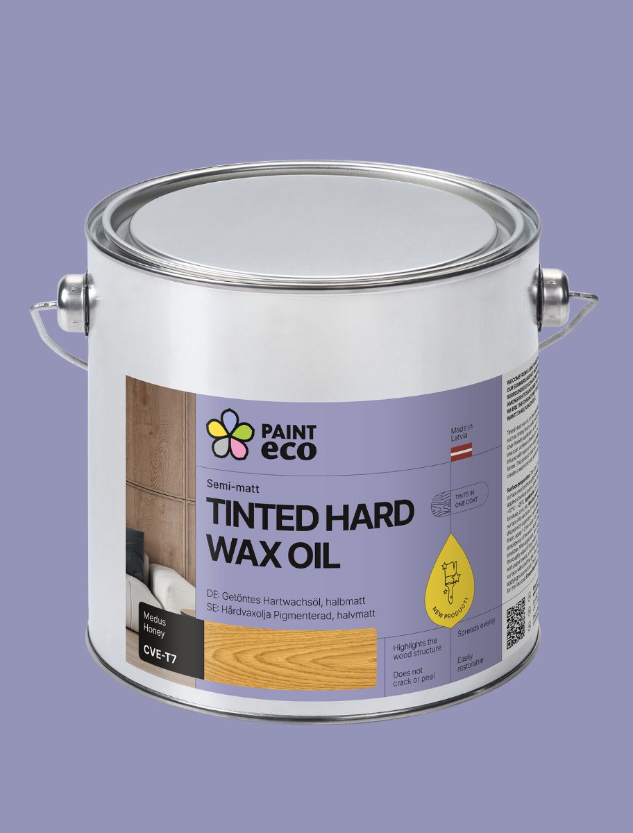 Metal can of Paint Eco Tinted Hard Wax Oil in Honey shade 2.5L volume