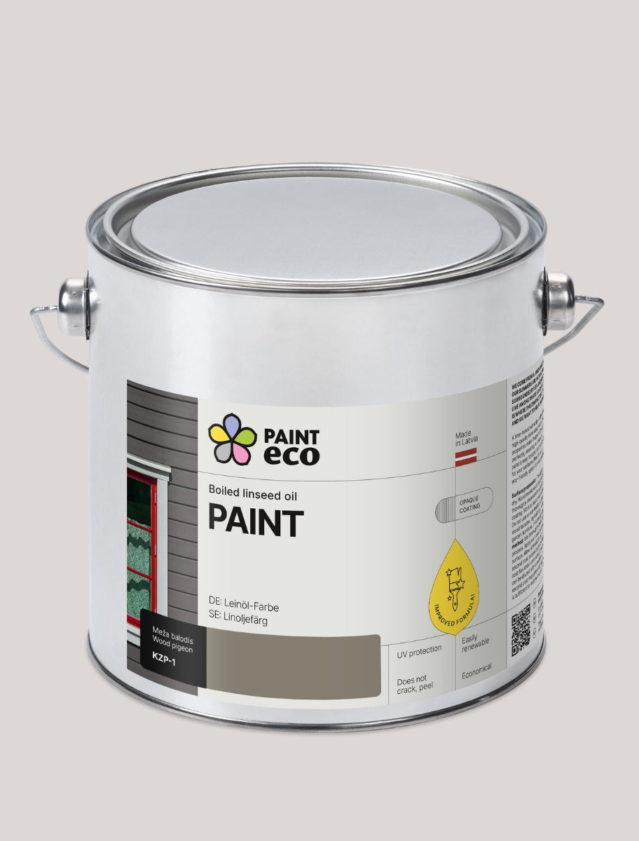 Paint Eco natural  linseed oil paint can in Pigeon shade 2.5L size