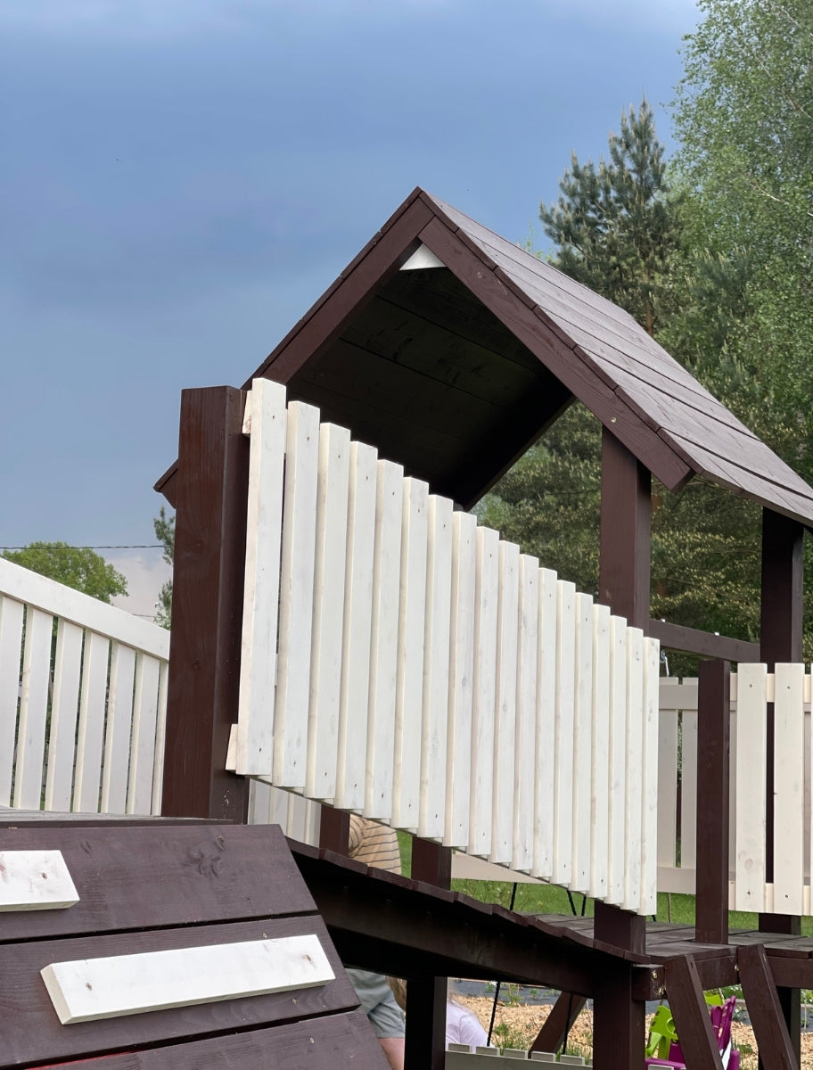Exterior project wood boards painted with Linseed oil paint Milk White shade.