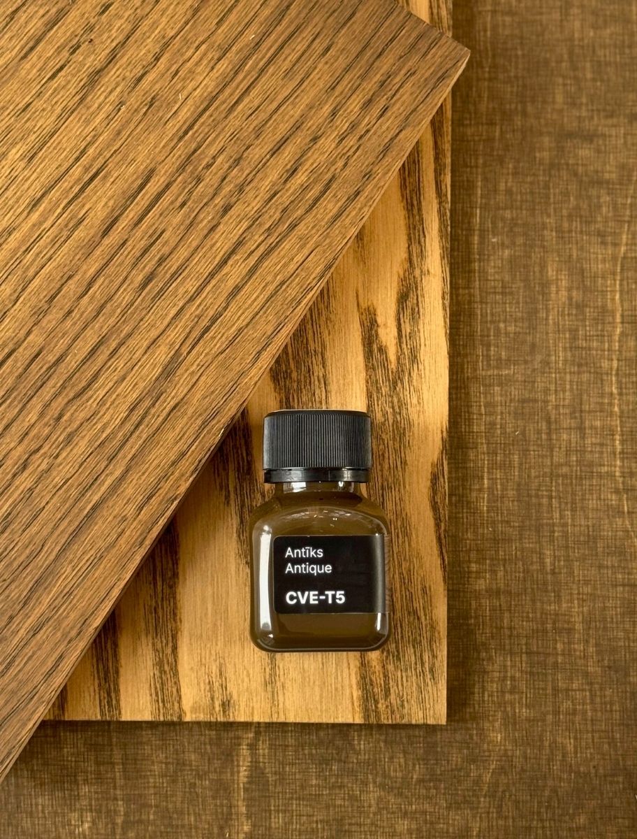 Paint Eco Tinted Hard Wax Oil on wooden parquet with a rich brown shade CVE-T5