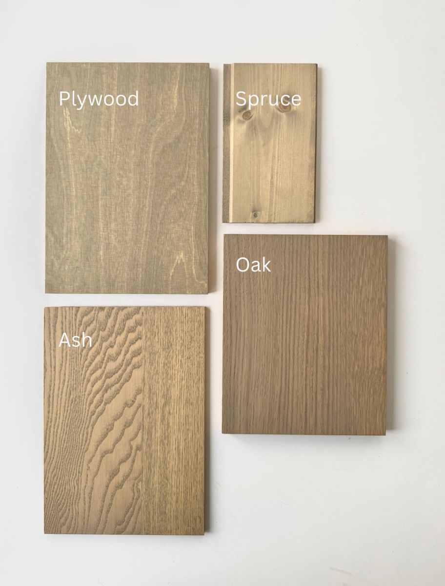 Various wood types coated with Paint Eco Hard Wax Oil Pebble shade