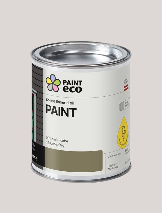 A small can of Paint Eco paint in Olive shade