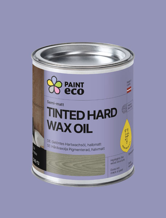 Paint Eco Tinted Hard Wax Oil Pebble shade can with a purple background